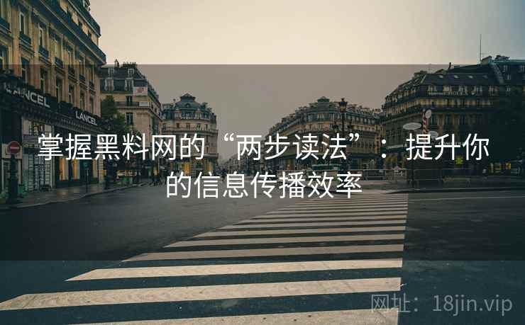 掌握黑料网的“两步读法”：提升你的信息传播效率