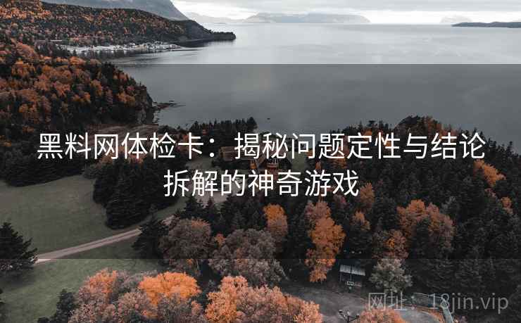 黑料网体检卡：揭秘问题定性与结论拆解的神奇游戏